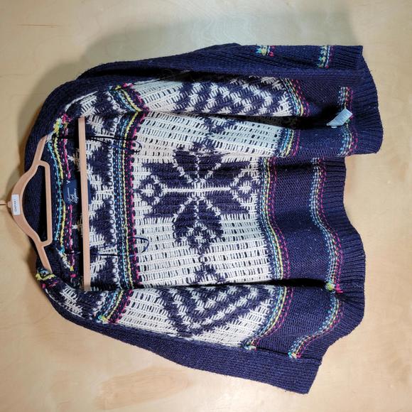 American Eagle Blue Multi Color Alpaca Blend Fair Isle Sweater Women Size XS-S - Picture 10 of 10
